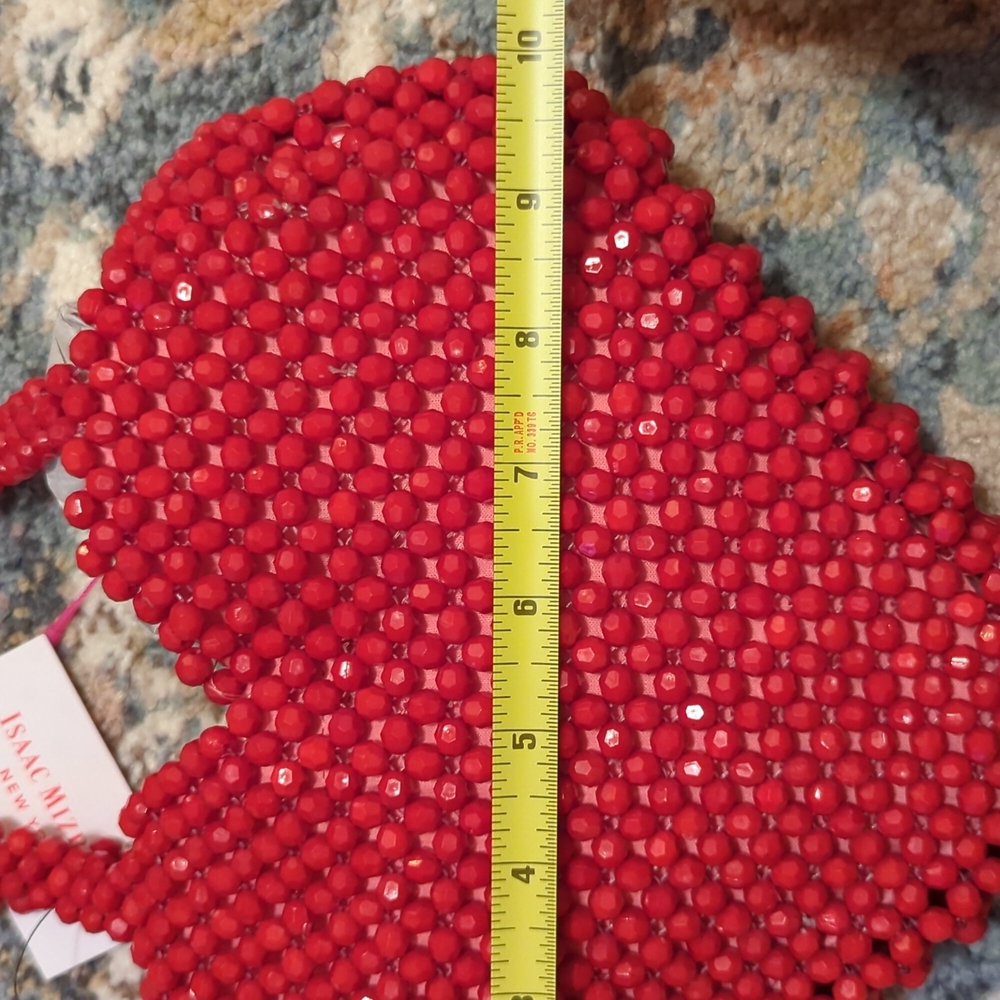 Isaac Mizrahi red heart shaped beaded purse - Picture 11 of 14